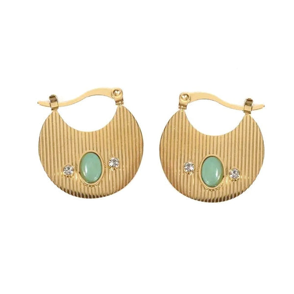 Barbara stainless steel drop earrings with natural amazonite stones