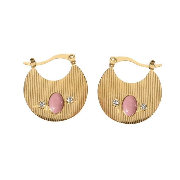 Barbara stainless steel drop earrings with natural rhodonite stones