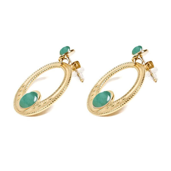 Carla stainless steel drop earrings with natural amazonite stones