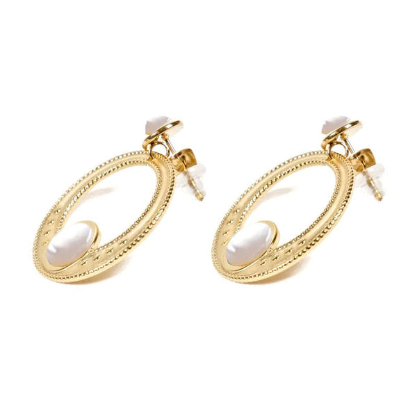 Carla stainless steel drop earrings with natural mother-of-pearl stones