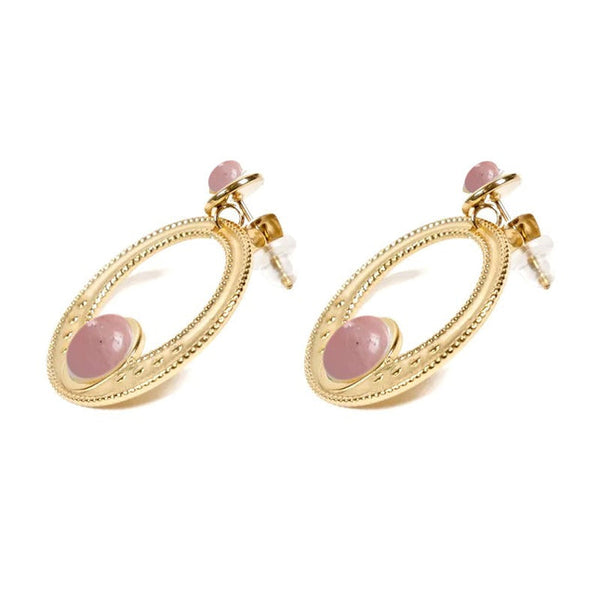 Carla stainless steel drop earrings with natural rhodonite stones