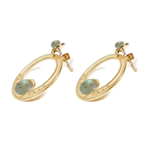 Carla stainless steel drop earrings with natural African turquoise stones