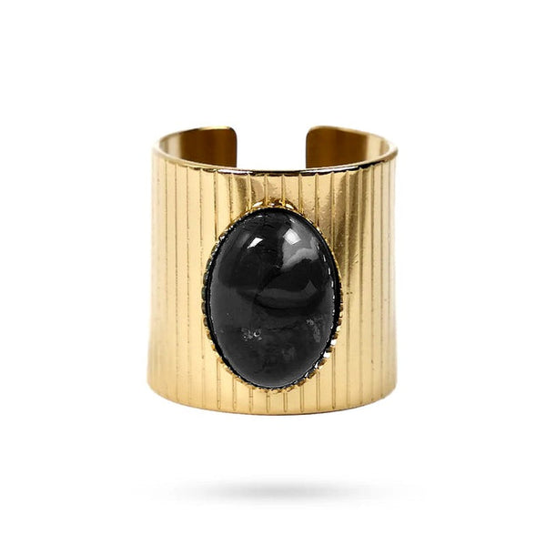 Damenringe Edelstahl Eva Naturstein schwarzer Achat