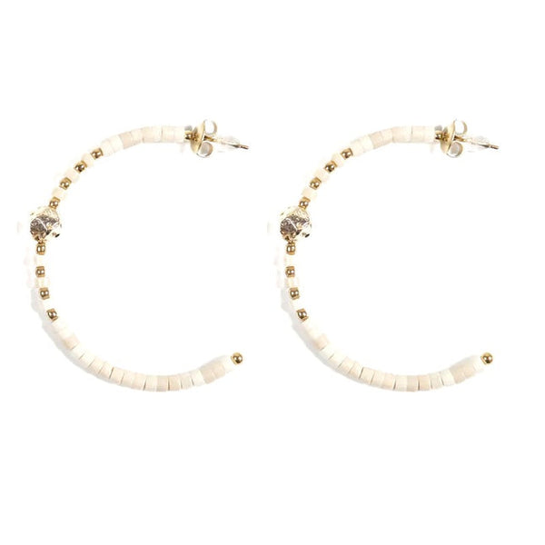 Half hoop earrings stainless steel natural magnesite stones