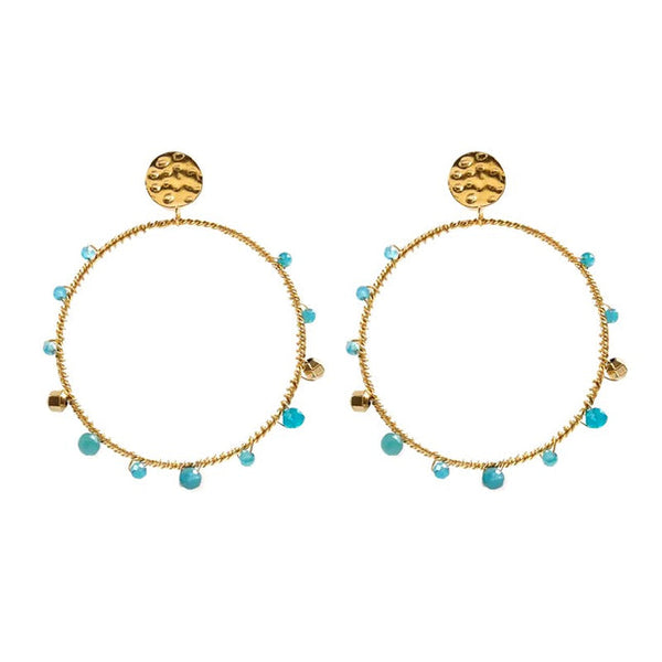 Marie stainless steel drop earrings with natural apatite stones