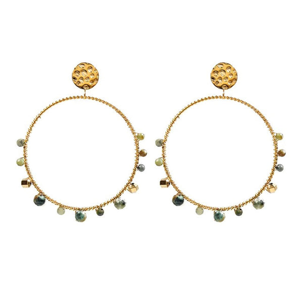 Marie stainless steel drop earrings with natural African turquoise stones