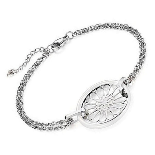 Steel and ceramic bracelet - Rosette and white ceramic