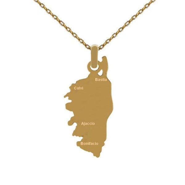 Korsische Halskette und Anhängerkette aus goldenem Edelstahl