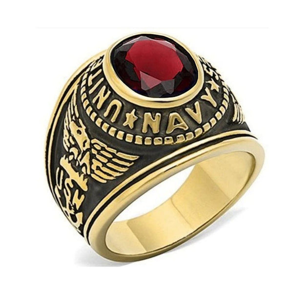 316 Steel Ring - Gold Color - 'Navy' Signet Ring